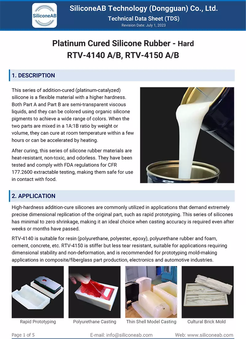 Platinum Silicone Rubber for Prototyping, Food Grade Silicone Rubber, RTV-2  Silicone Rubber for Prototyping